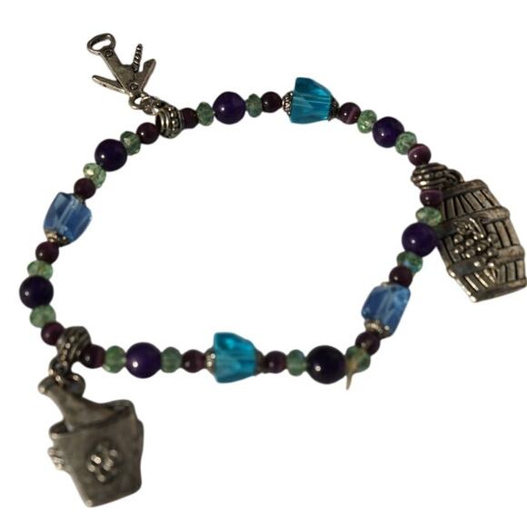 Vintage beaded charm bracelet wine theme Y2K boho eclectic style - Picture 2 of 10